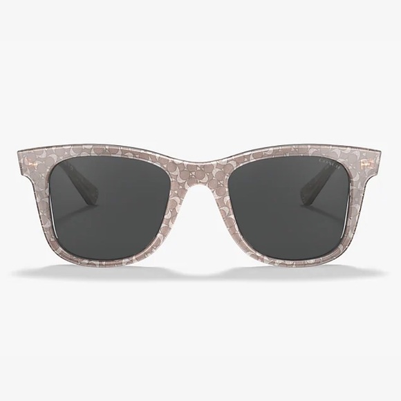 COACH Signature Glitter Logo Grey Silver Gold Square Sunglasses W/ Case - Picture 6 of 16